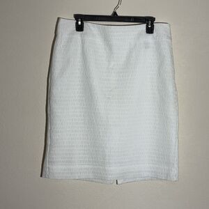 Lands’ End Skirt Womens 14 white Pique Fully Lined Knee Length Pencil Y2K Office